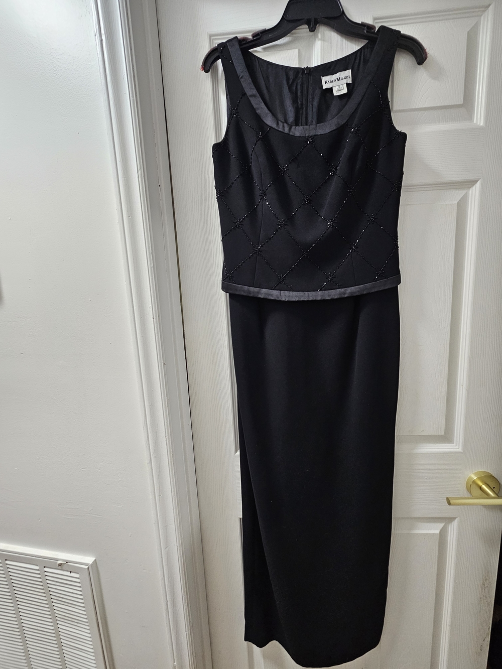 Karen Miller Black Beaded Maxi Evening Dress Size 4